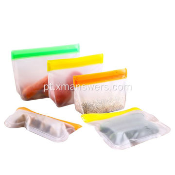 Sacos ziplock reutilizáveis ​​de silicone para armazenamento de alimentos